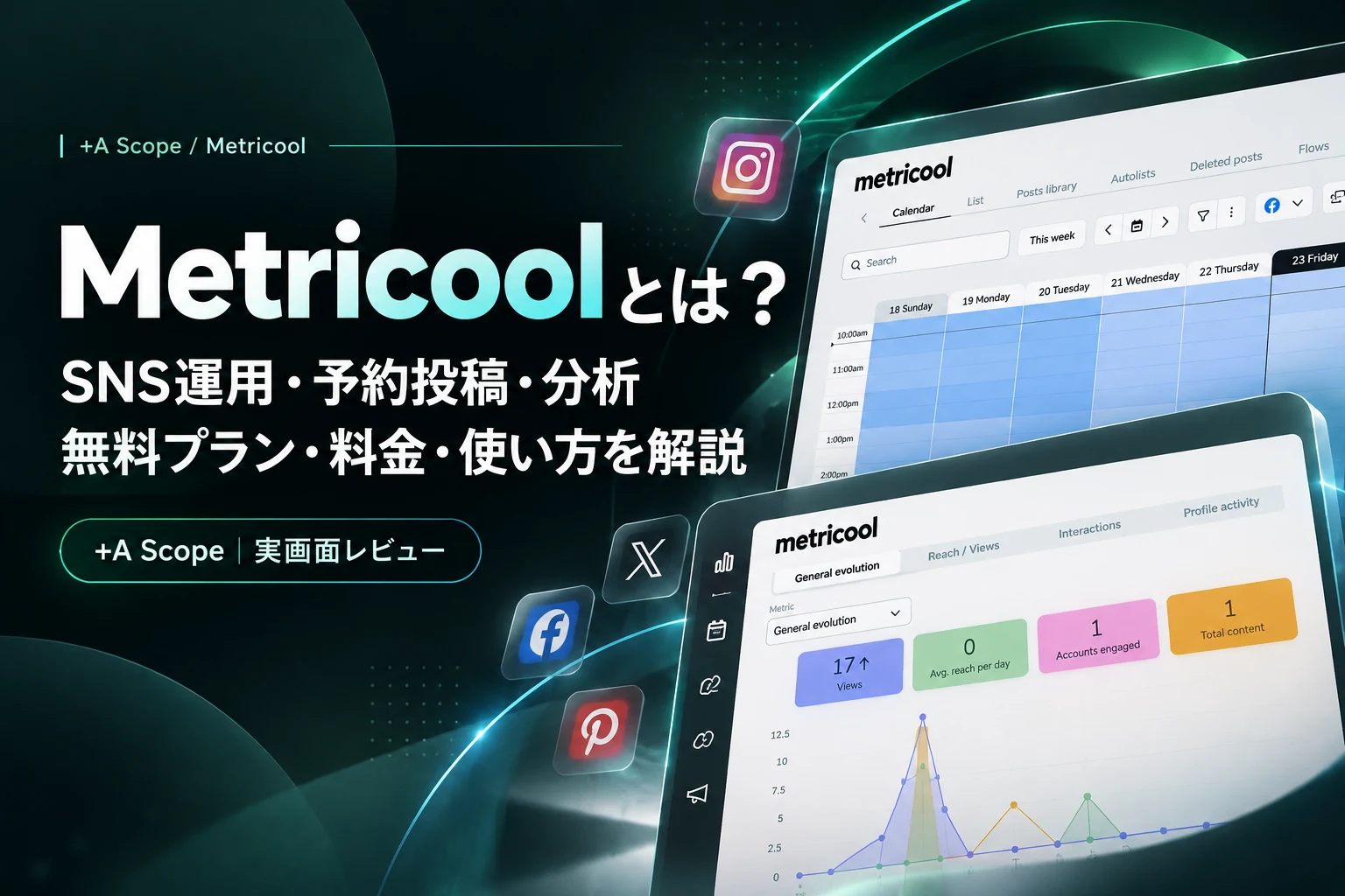 Metricoolの親記事ヘッダー：SNS運用・予約投稿・分析